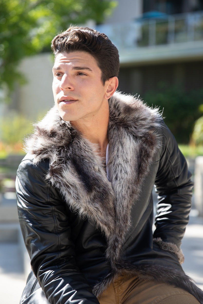 Mens Faux Fur Leather Jacket