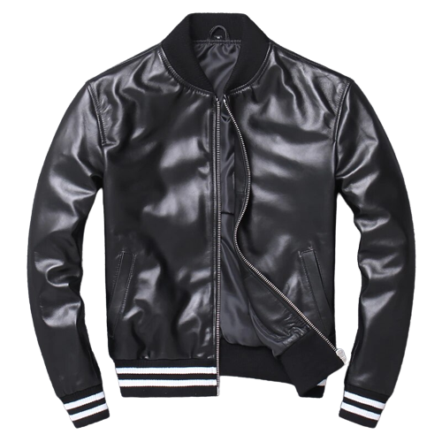 Mens Ignite Genuine Real Leather Bomber Jacket