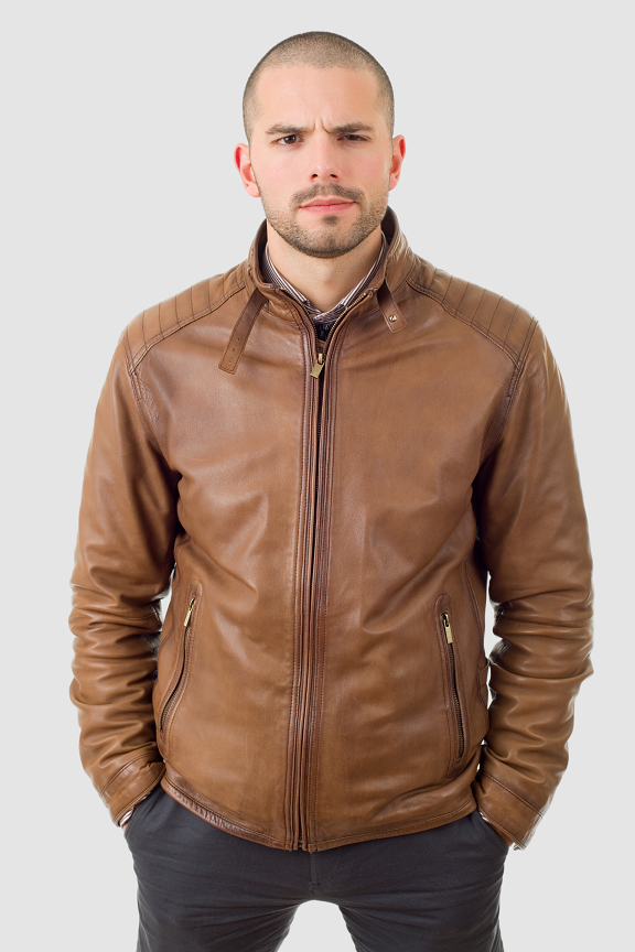 Kayce Brown Mens Leather Jacket