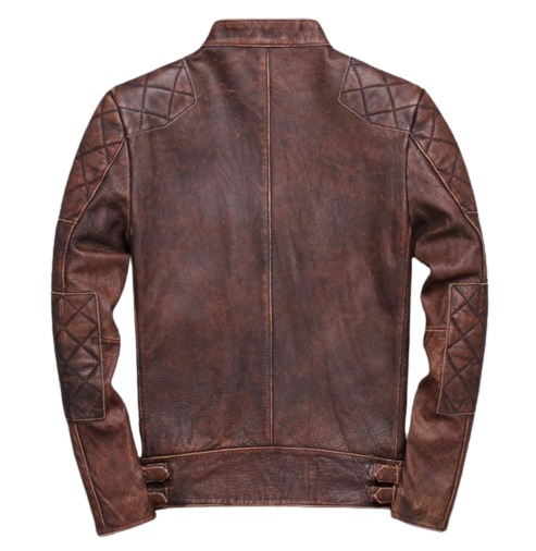 Mens Ridge Red Brown Shoulder Patch Work Genuine Lambskin Leather Jacket