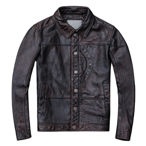 Mens Drake Front Pocket Dark Brown Genuine Lambskin Leather Jacket