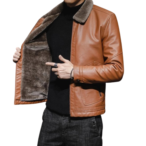 Mens Blaze Genuine Lambskin Leather Faux Fur Lined Jacket