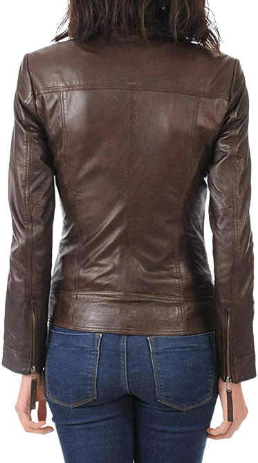 Womens Orion Genuine Lambskin Biker Leather Jacket