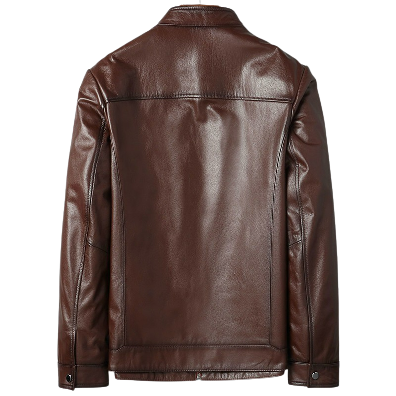 Mens Polished Front Pocket Genuine Lambskin Leather Jacket