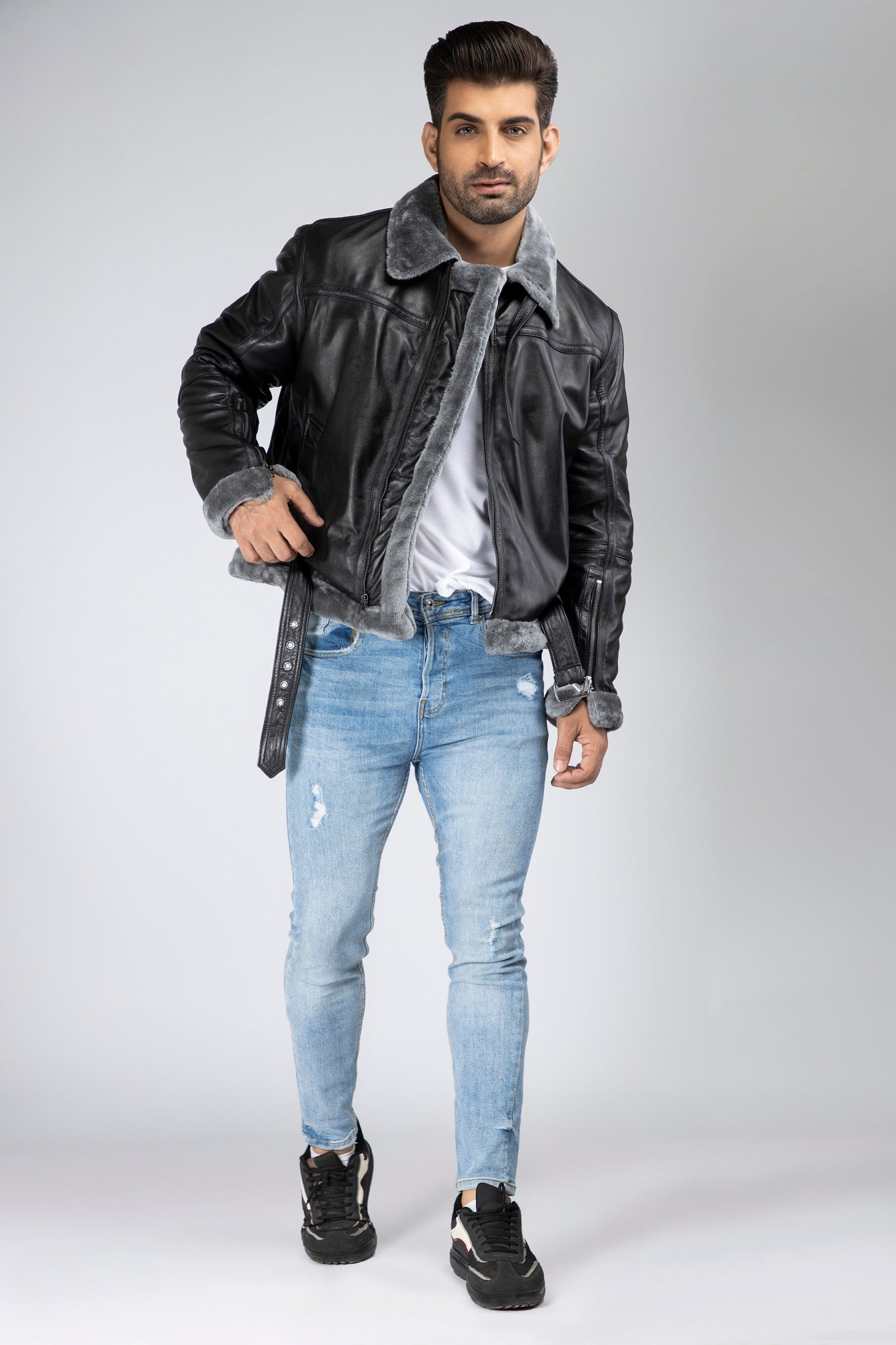 Mens RAF B3 Aviator Real Leather Lambskin Jacket