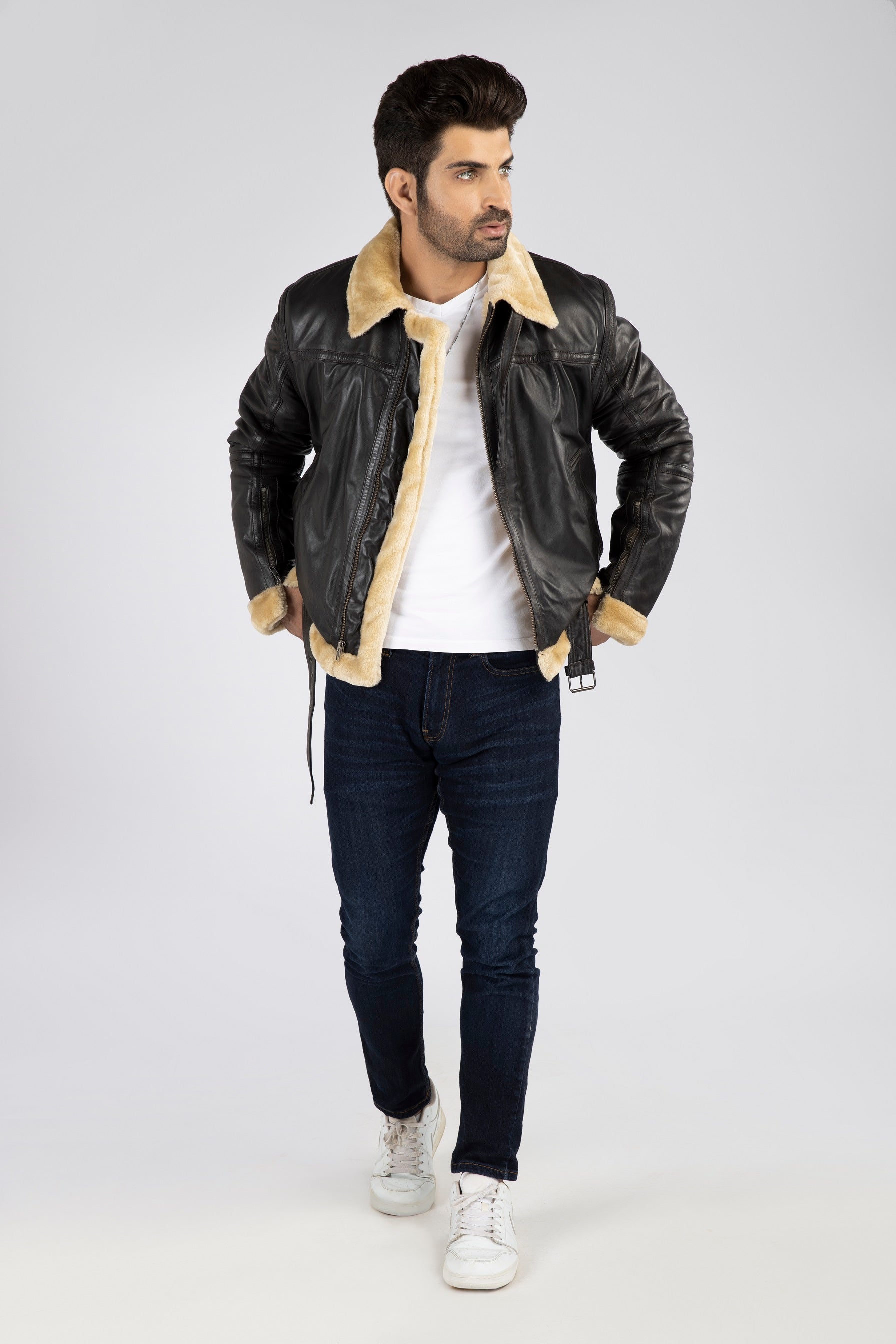 Mens RAF B3 Aviator Real Leather Lambskin Jacket