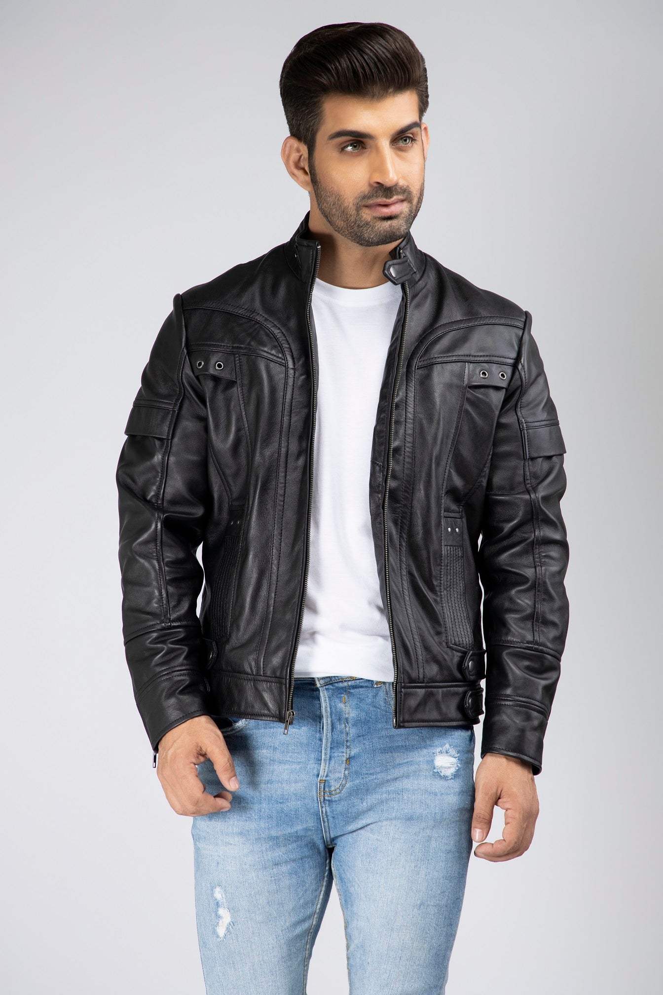 Mens Seanix Genuine Lambskin Leather Bomber Jacket