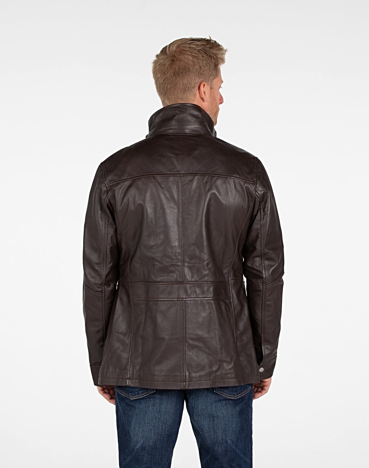Leather Coat - Mens Fancy Lambskin 4 Button Leather Coat