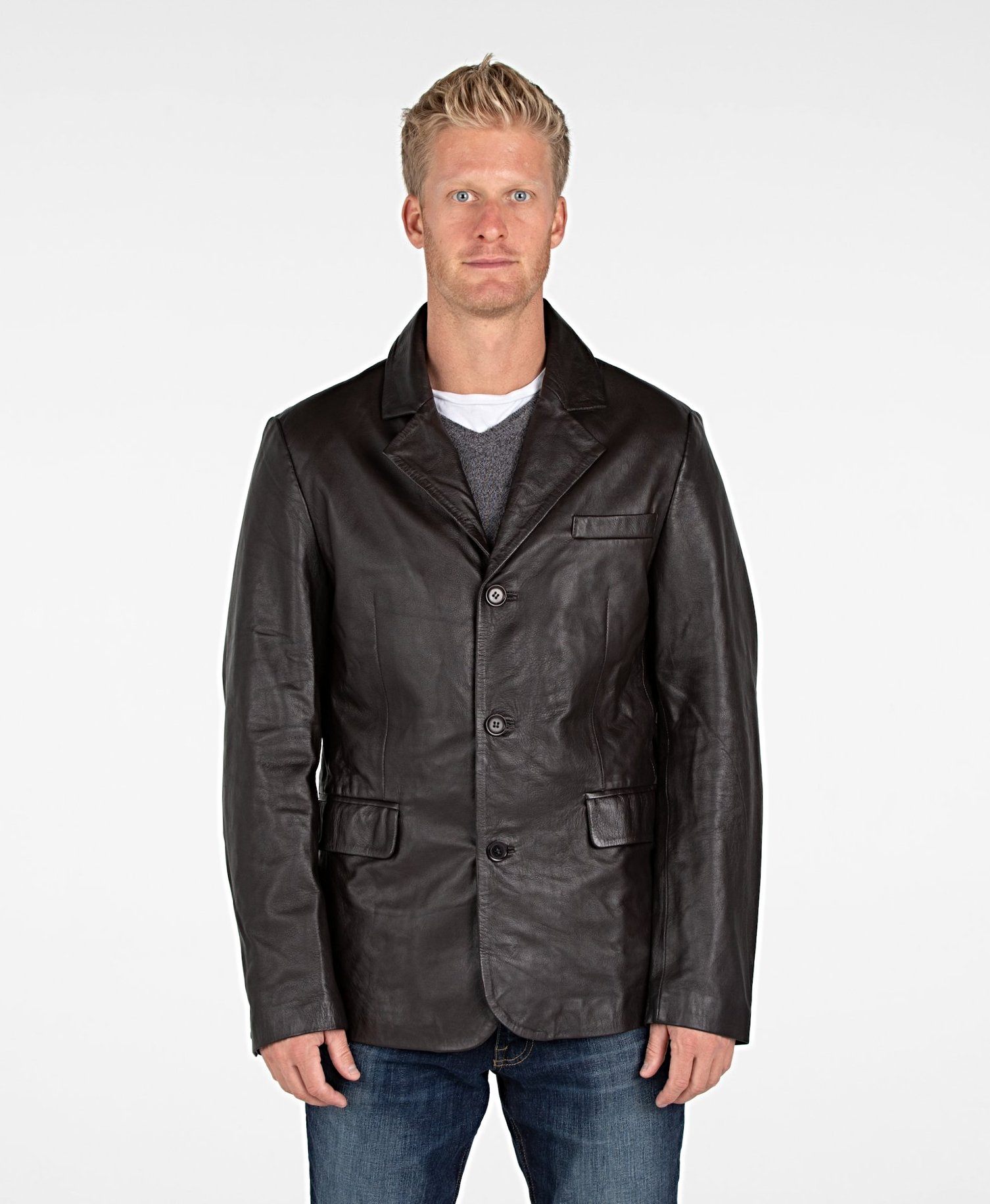 Leather Coat - Mens Lexington Premium Leather Blazer Coat
