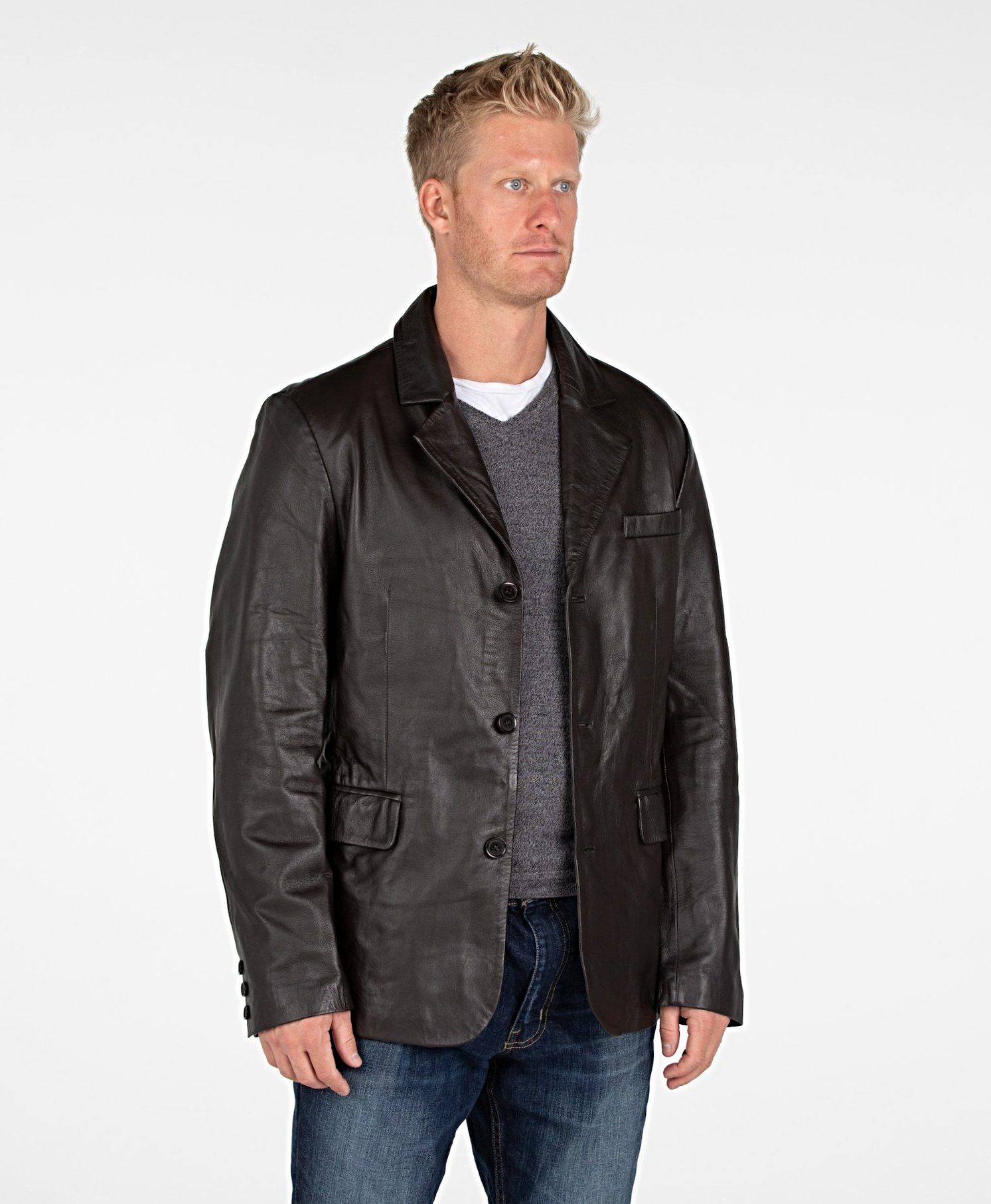 Leather Coat - Mens Lexington Premium Leather Blazer Coat