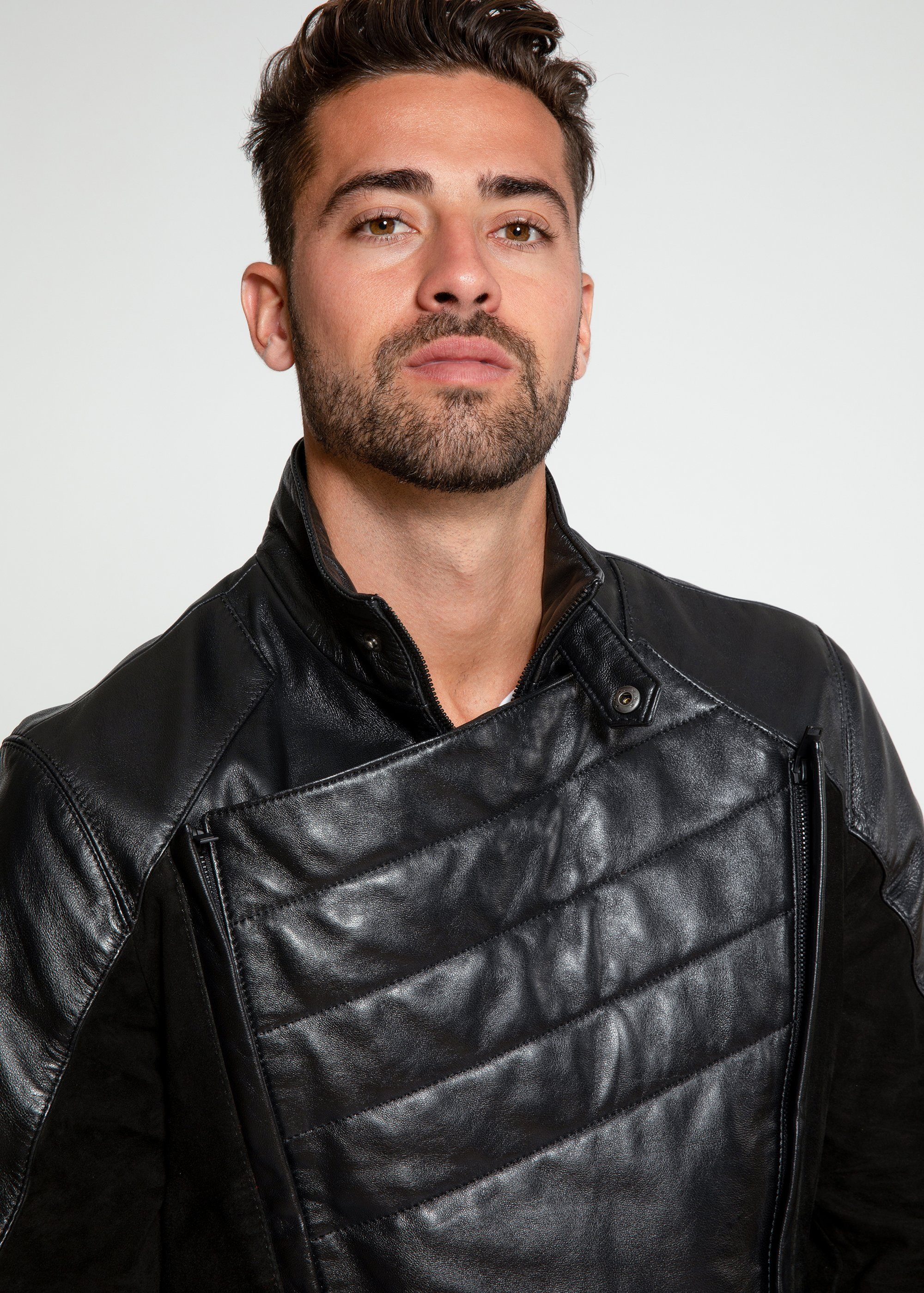 Leather Jacket - Men's Liam Dual Panel Leather Suede Jacket - Clearance