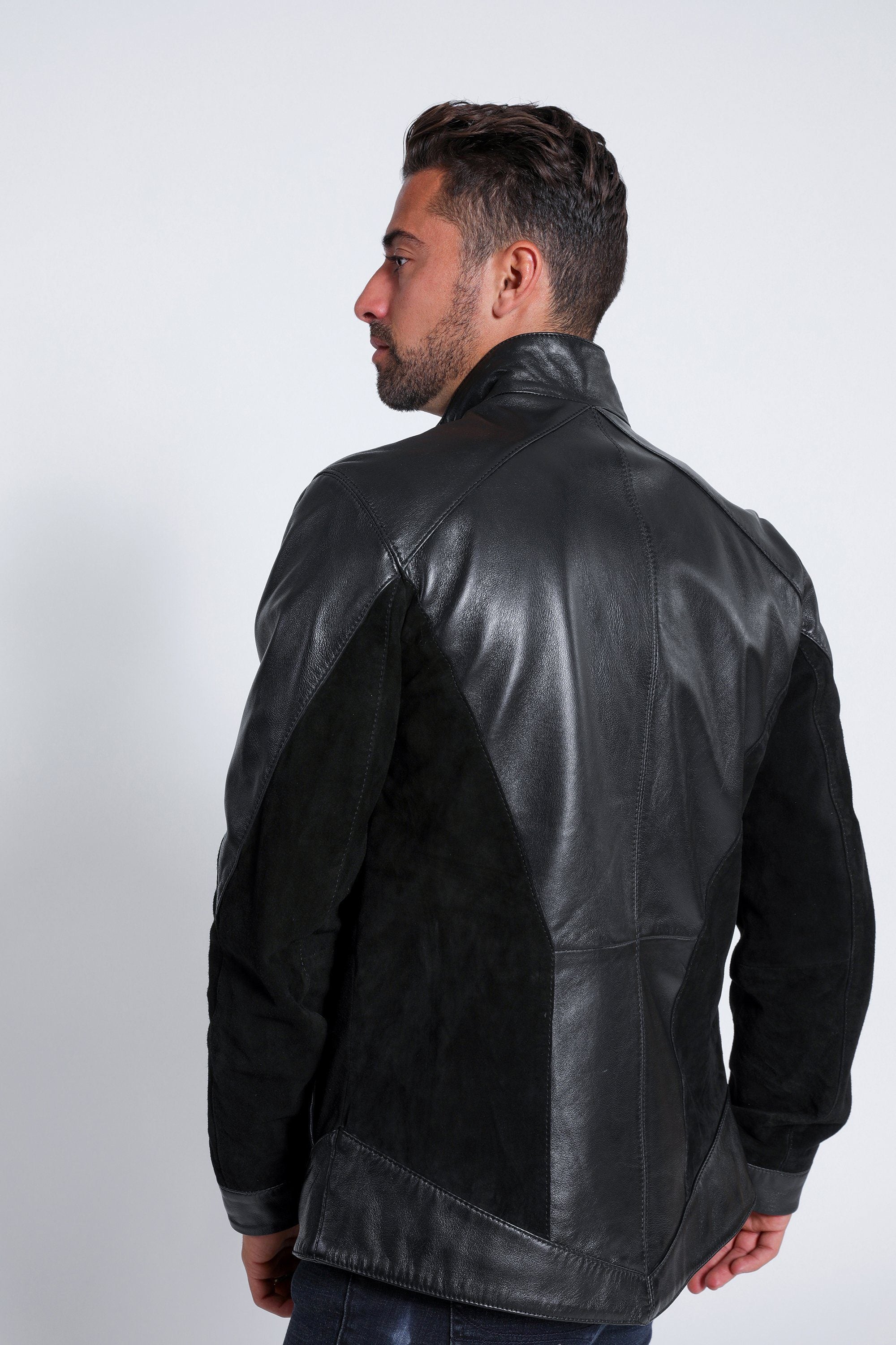 Leather Jacket - Men's Liam Dual Panel Leather Suede Jacket - Clearance