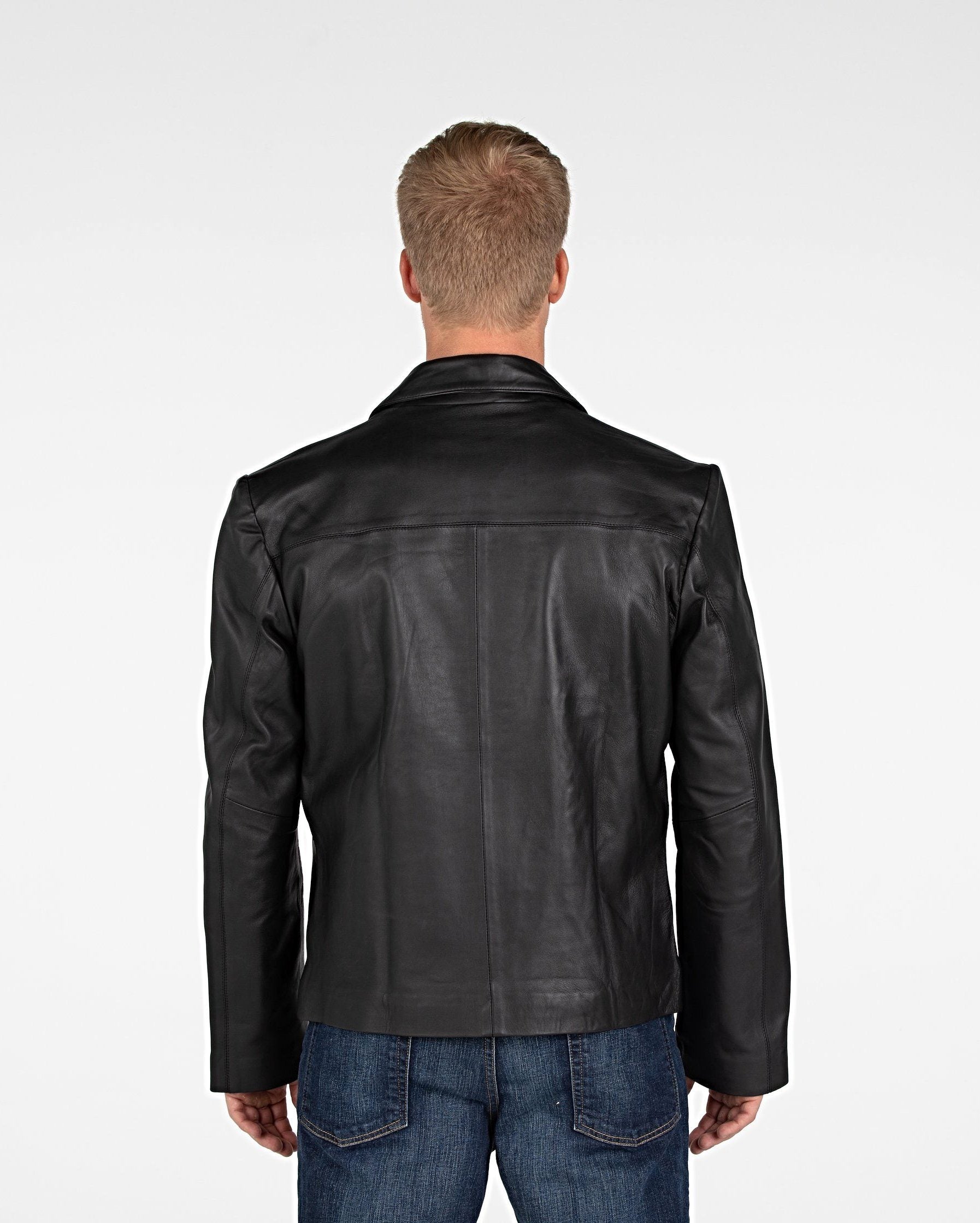 Leather Jacket - Mens Classic Zip Up Leather Jacket