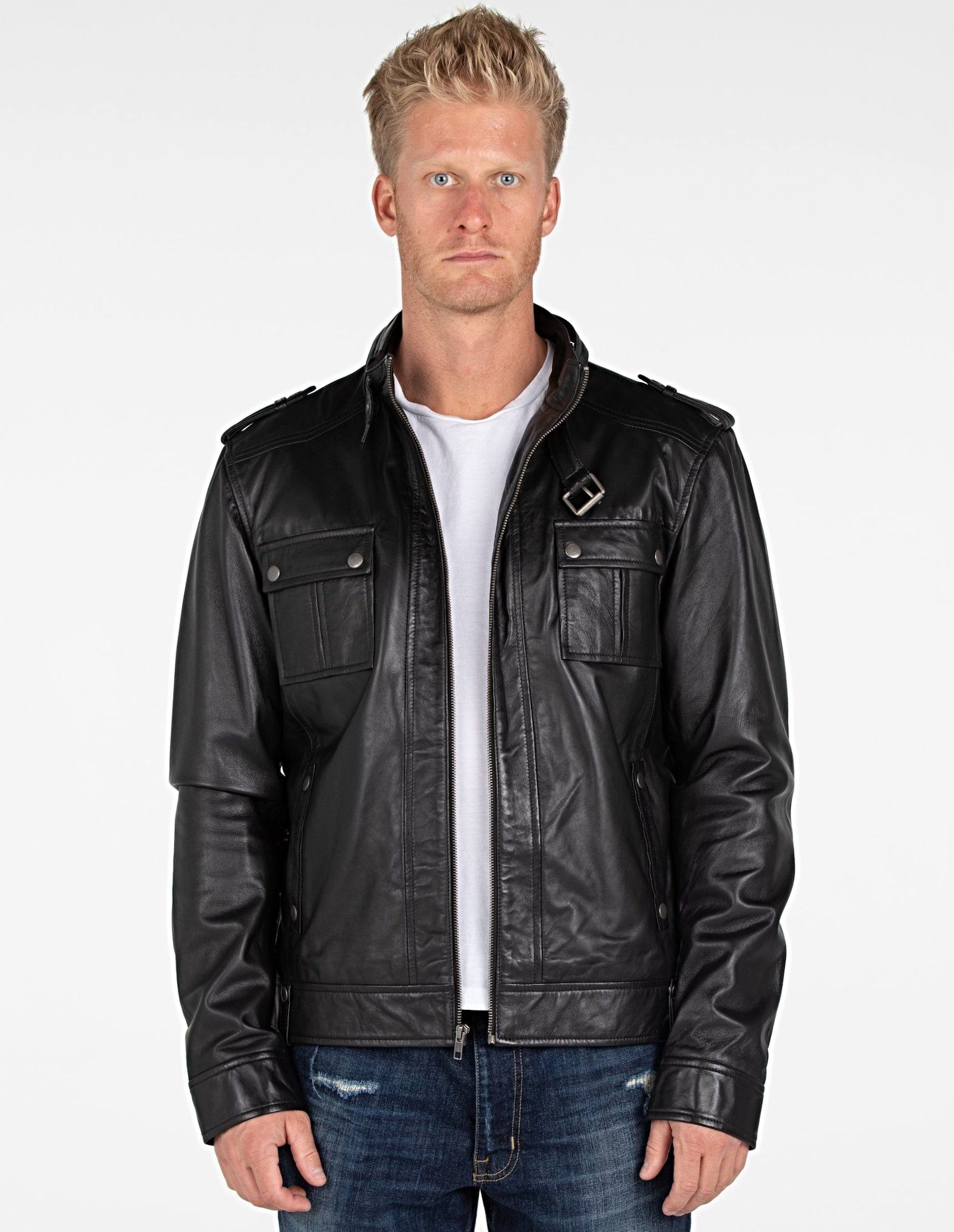 Leather Jacket - Mens Fitted Cabone Leather Jacket