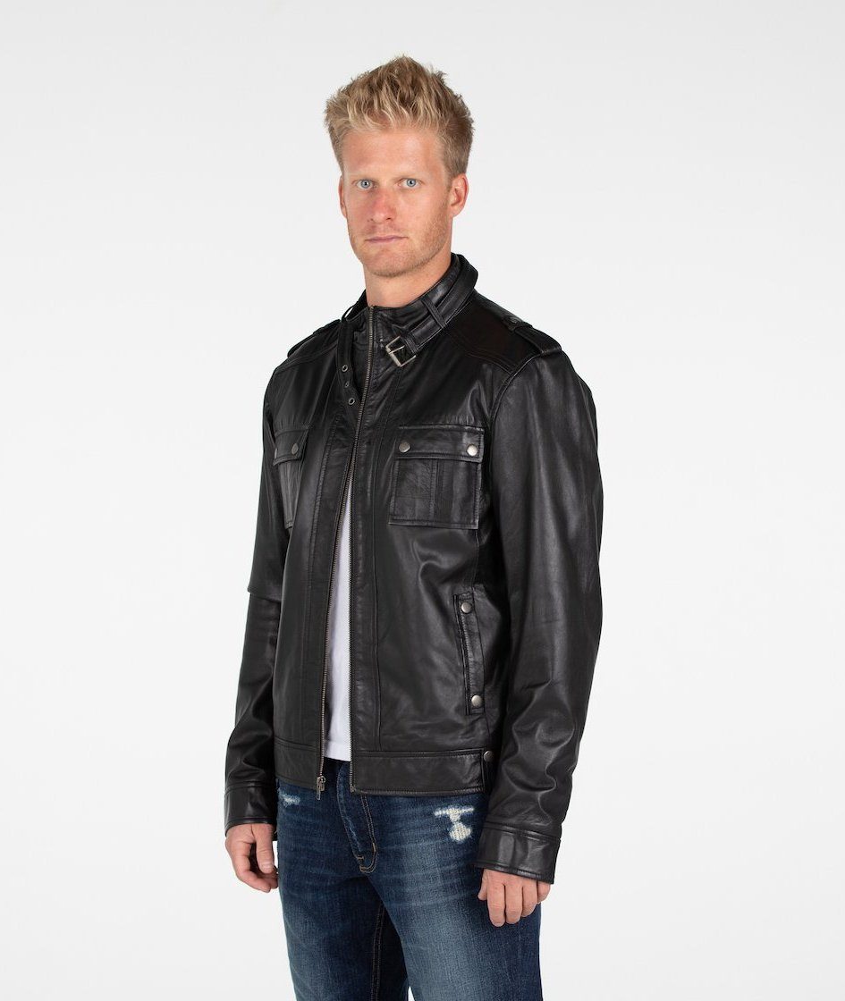 Leather Jacket - Mens Fitted Cabone Leather Jacket