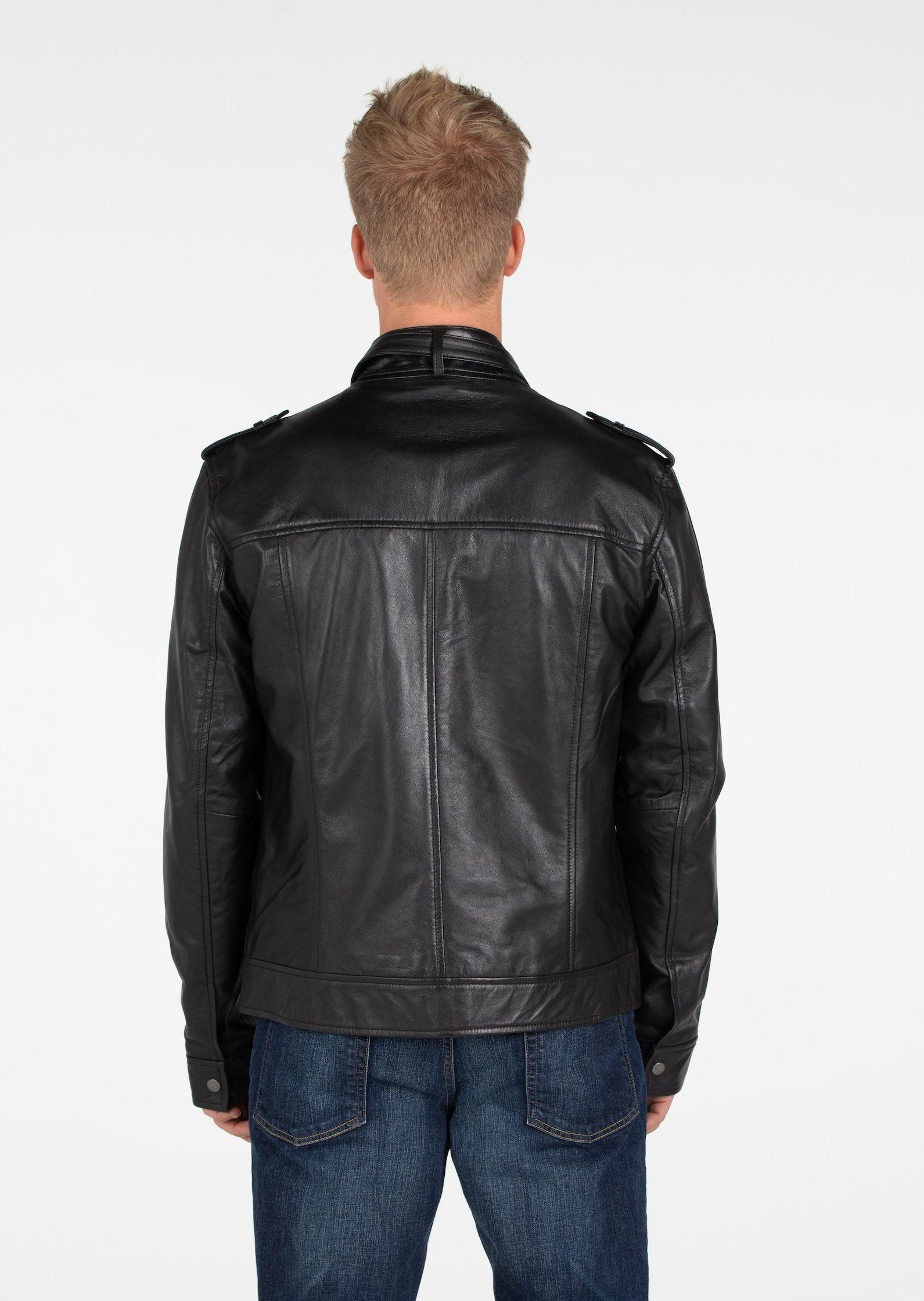 Leather Jacket - Mens Fitted Cabone Leather Jacket