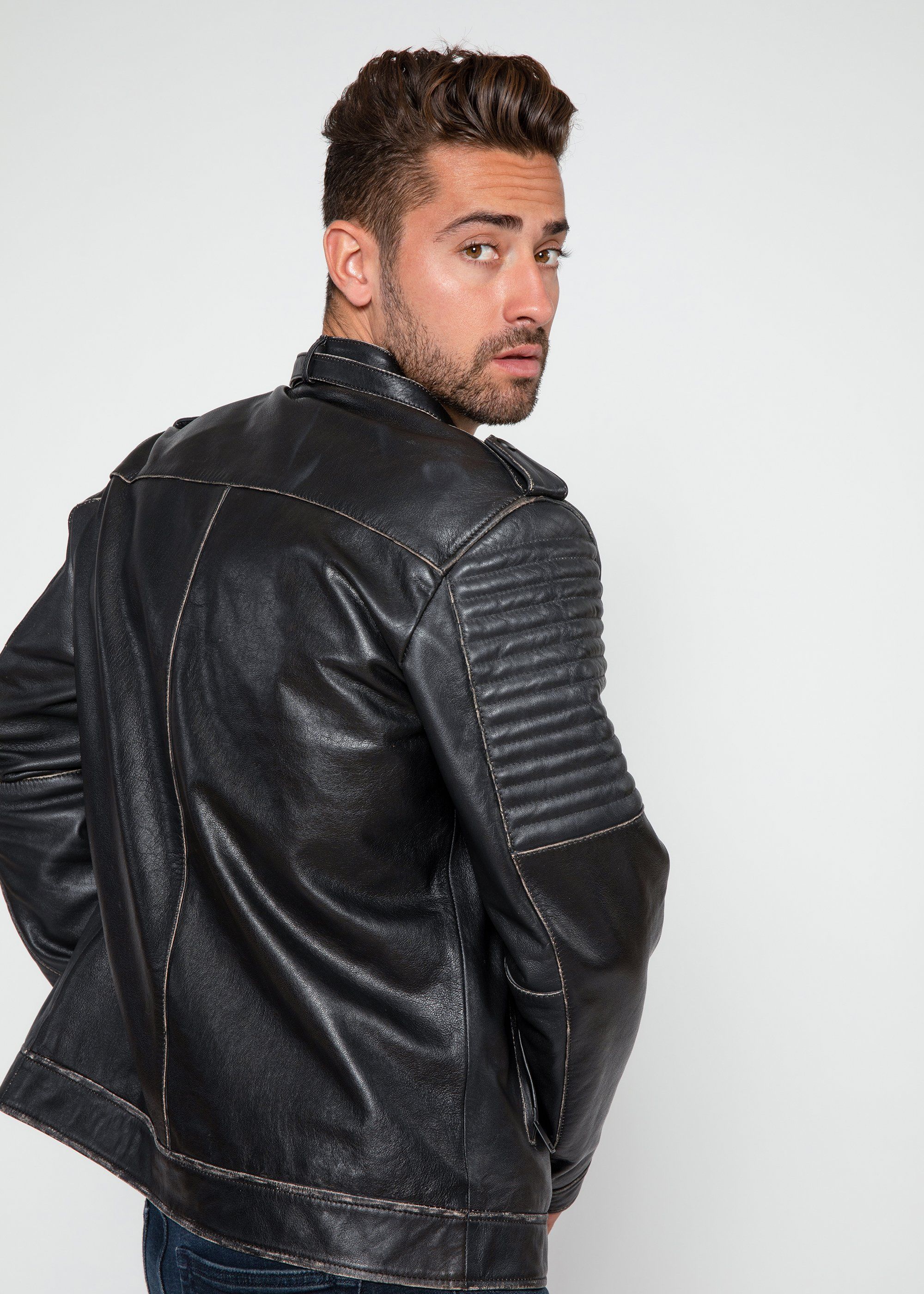 Leather Jacket - Mens Stark Distressed Leather Jacket - Clearance