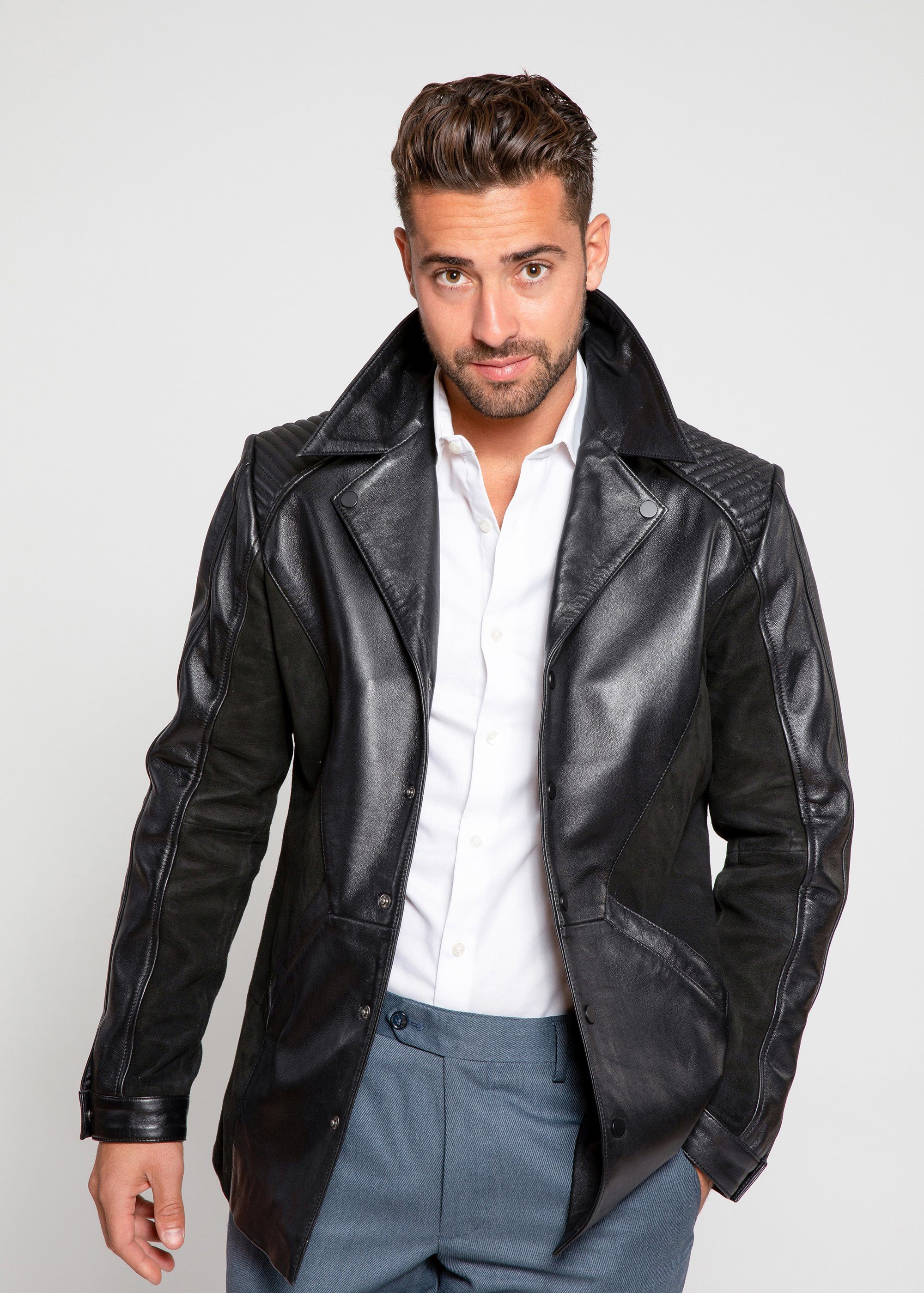 Mens Leather Blazer - Men's Tormund Suede Leather Blazer - Clearance