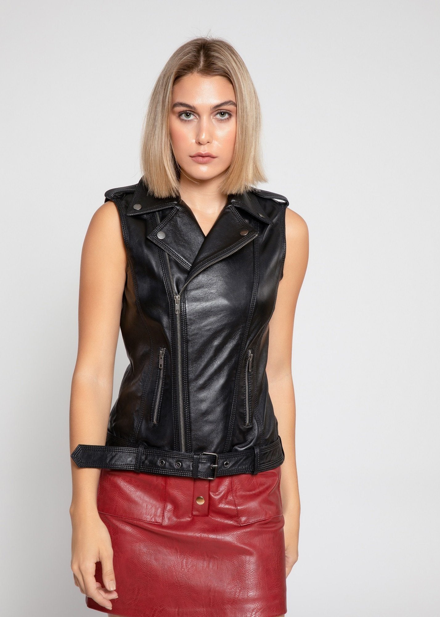 Women Leather Vest - Womens Liana Leather Vest - Clearance