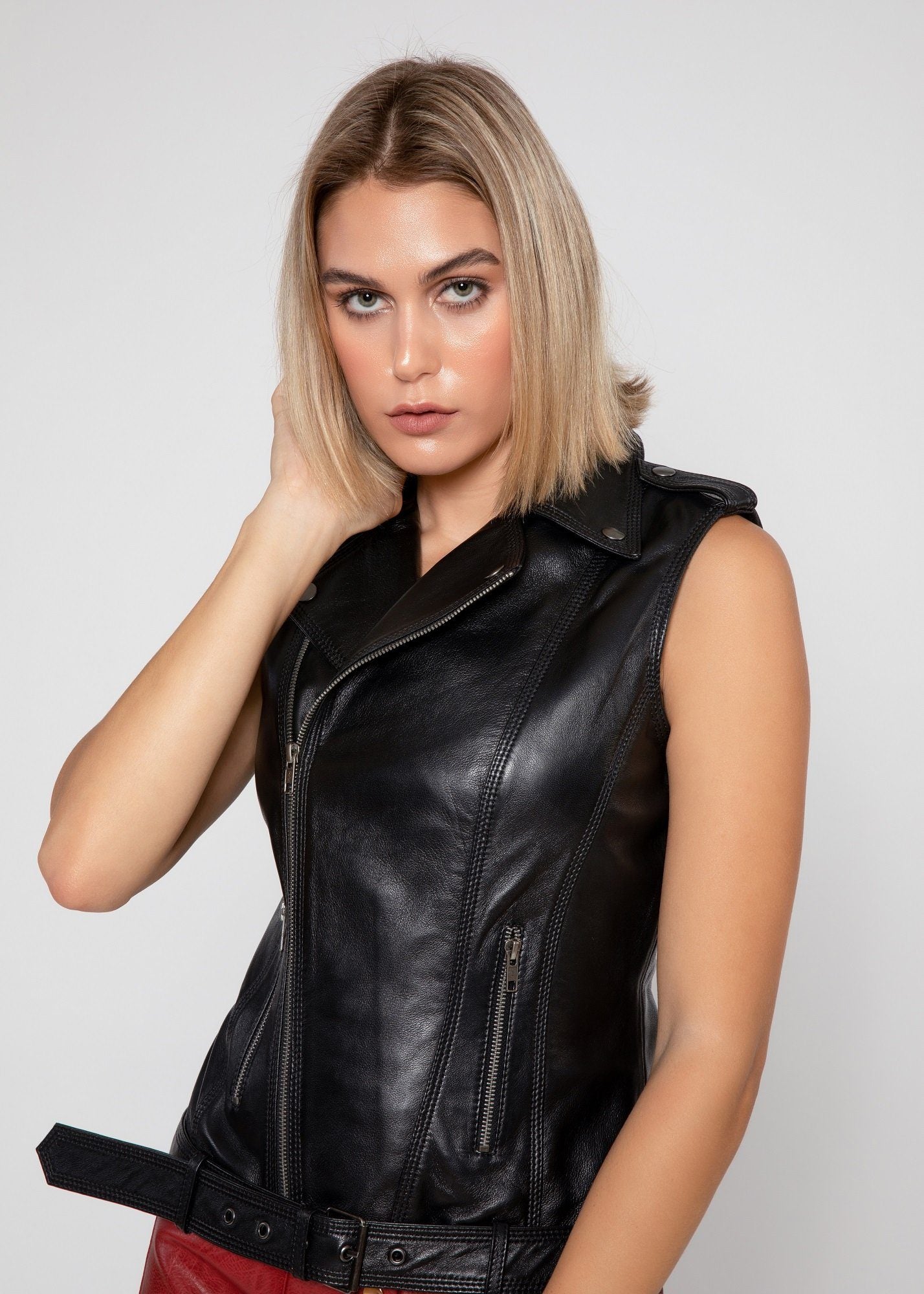 Women Leather Vest - Womens Liana Leather Vest - Clearance