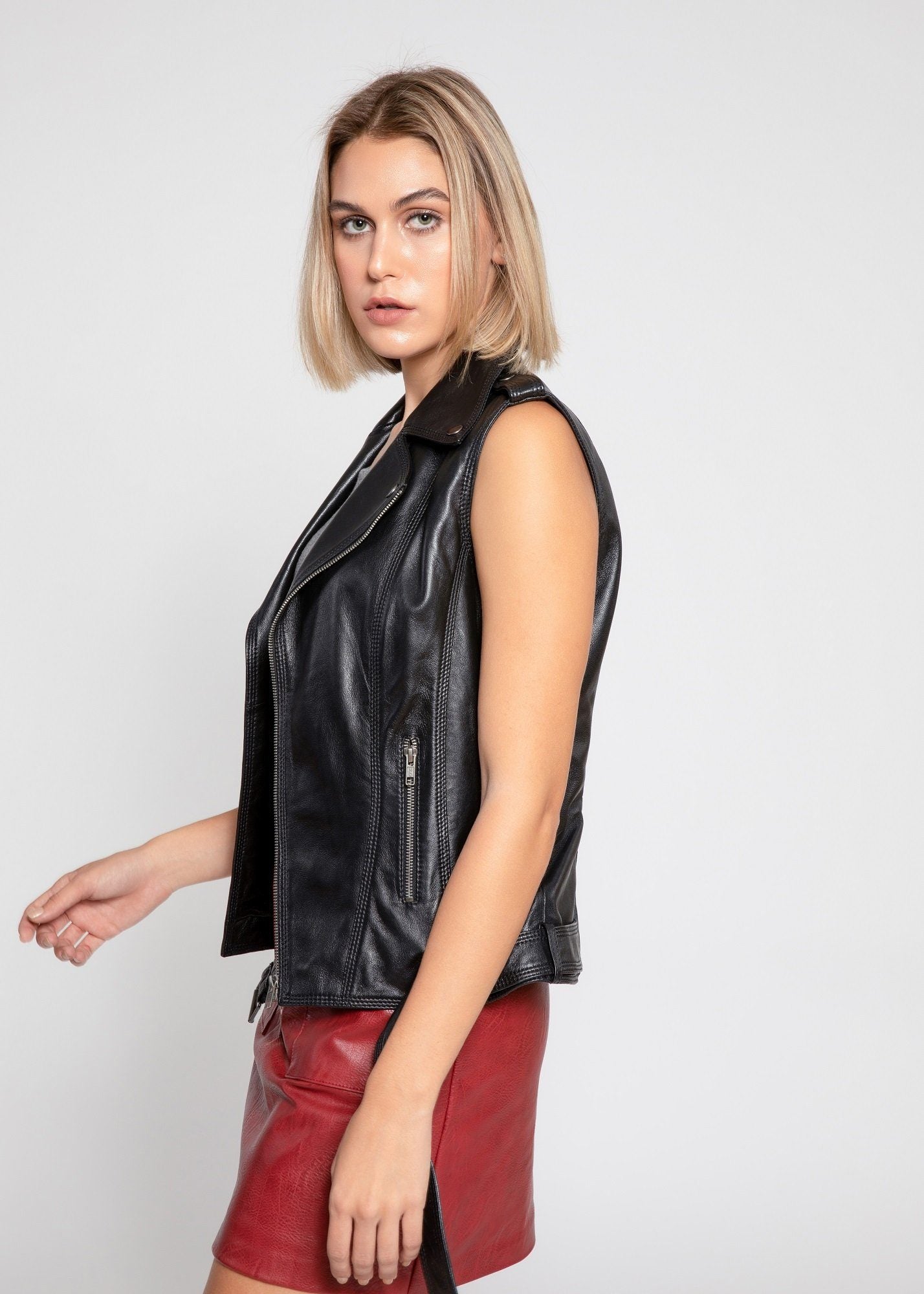 Women Leather Vest - Womens Liana Leather Vest - Clearance