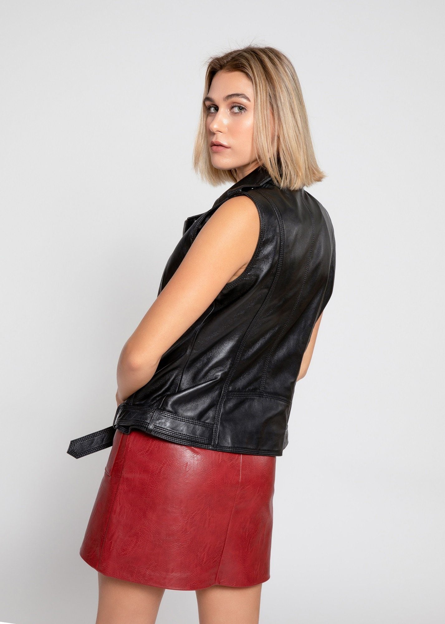 Women Leather Vest - Womens Liana Leather Vest - Clearance