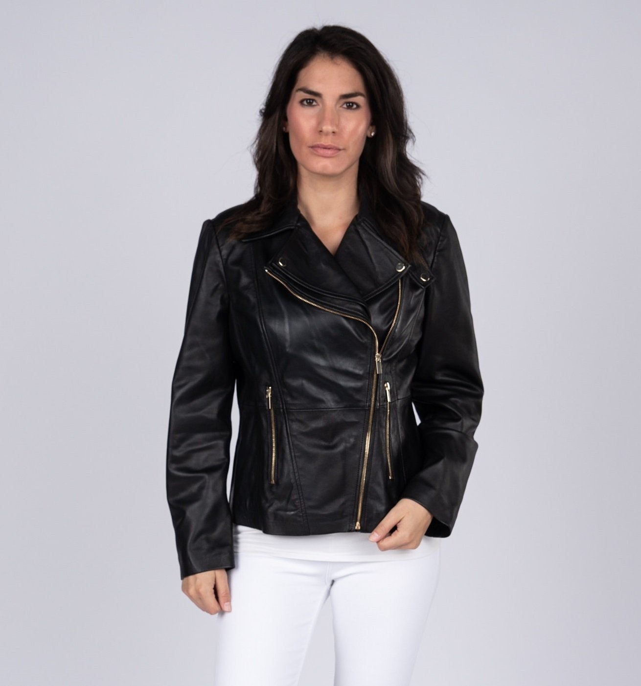 Charlotte Womens Leather Jacket, Black - Fadcloset