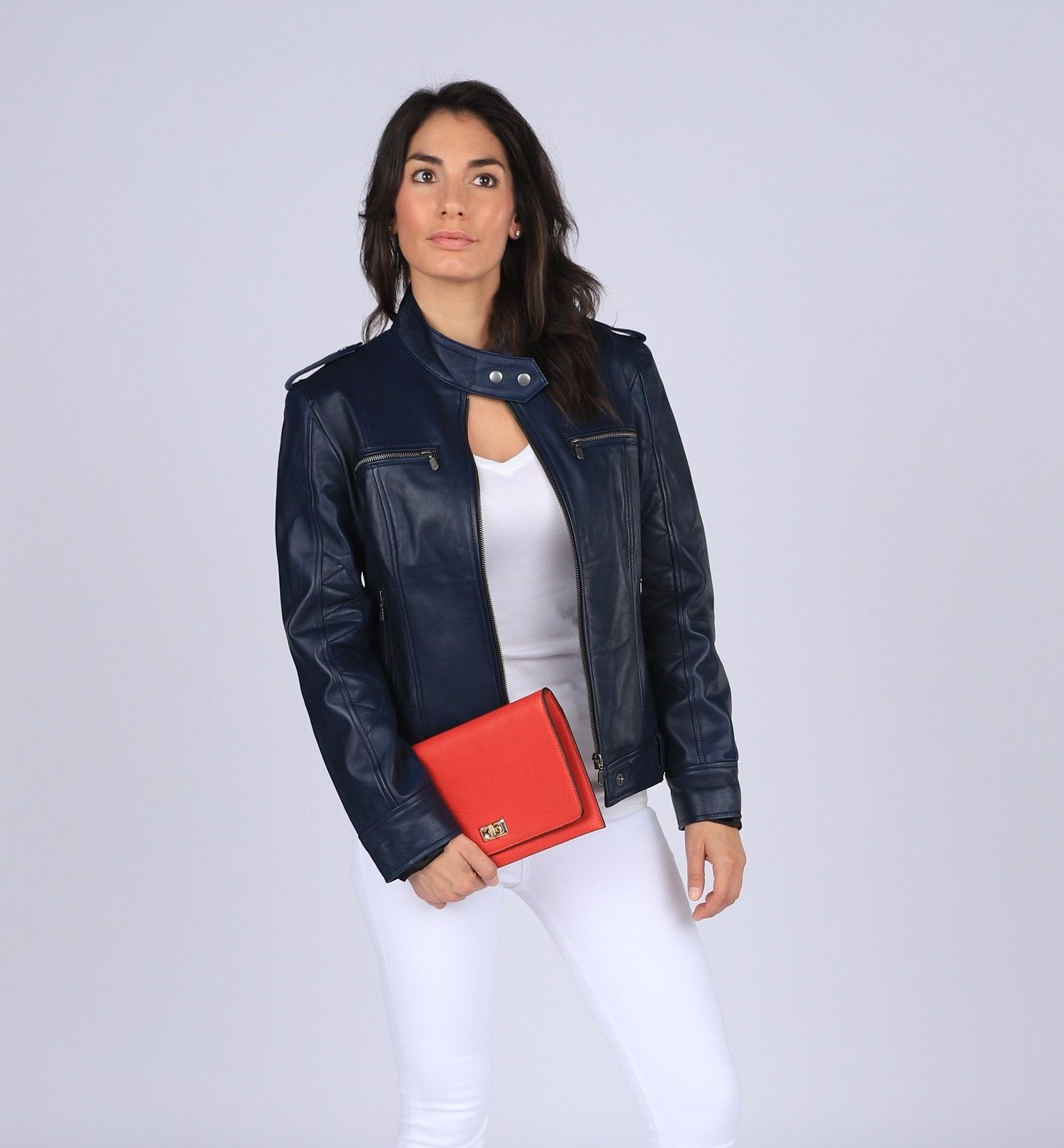 Womens Leather Jacket - Faya Womens Leather Jacket Midnight