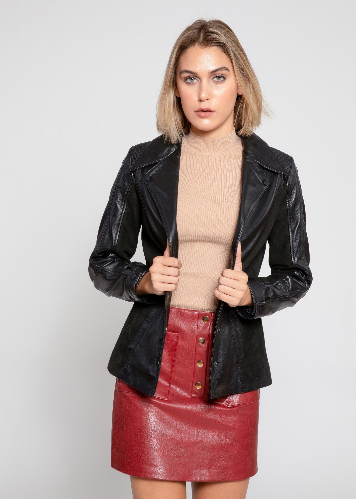 Womens Leather Jacket - Womens Myrcella Suede Leather Blazer - Clearance