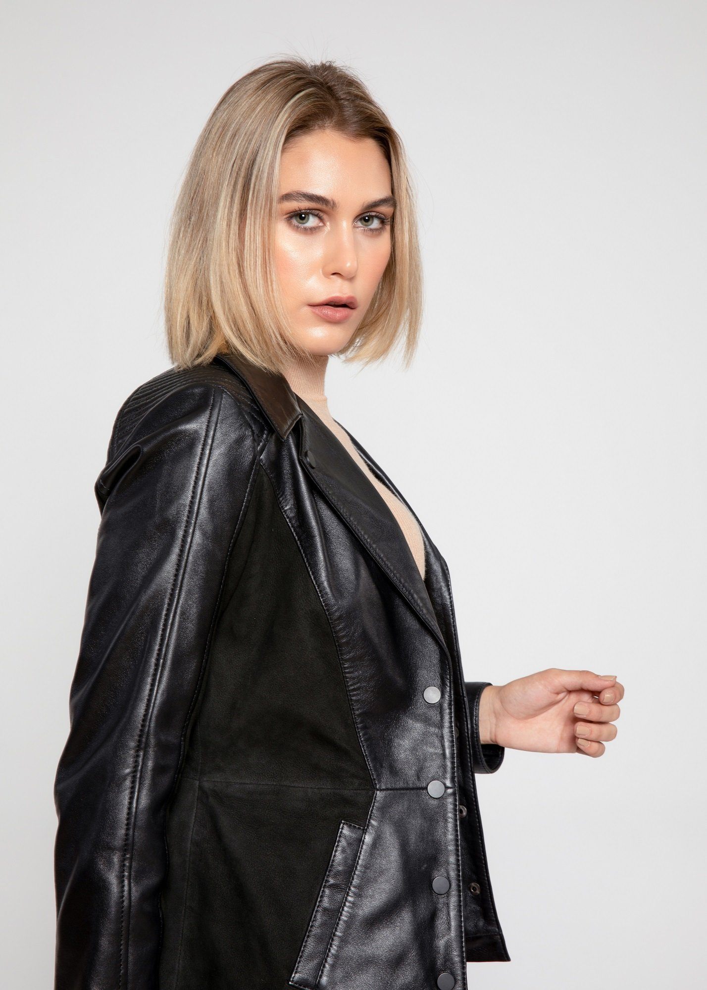 Womens Leather Jacket - Womens Myrcella Suede Leather Blazer - Clearance