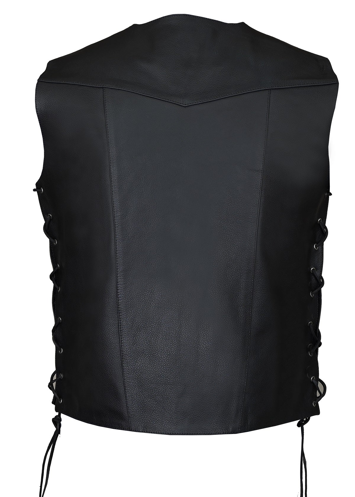 FAD Men Classic Black Leather Vest with Side Laces - FADLeather