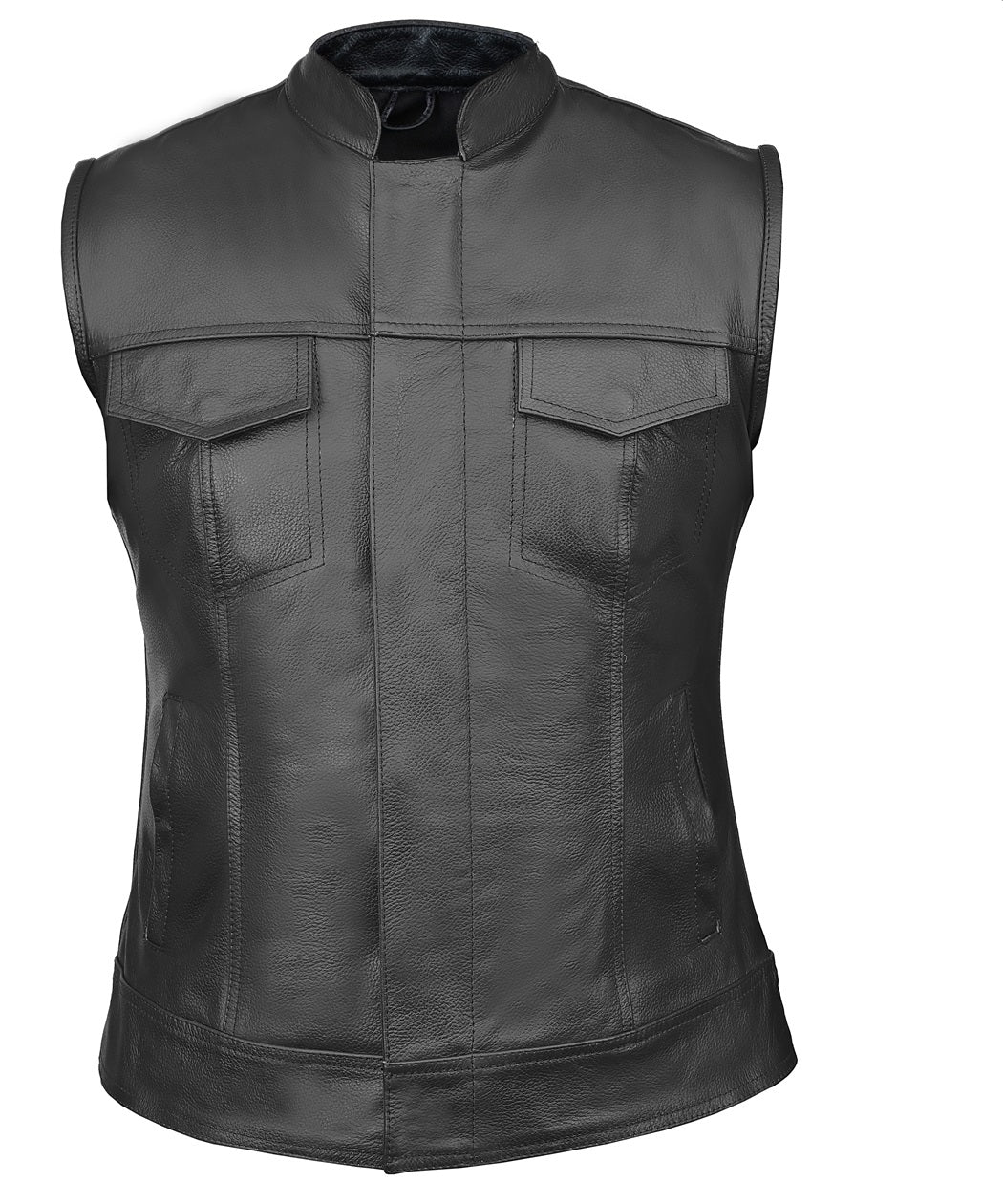 FAD Men Slider Cowhide Leather Vest w/ Concealed Carry Pocket - FADLeather