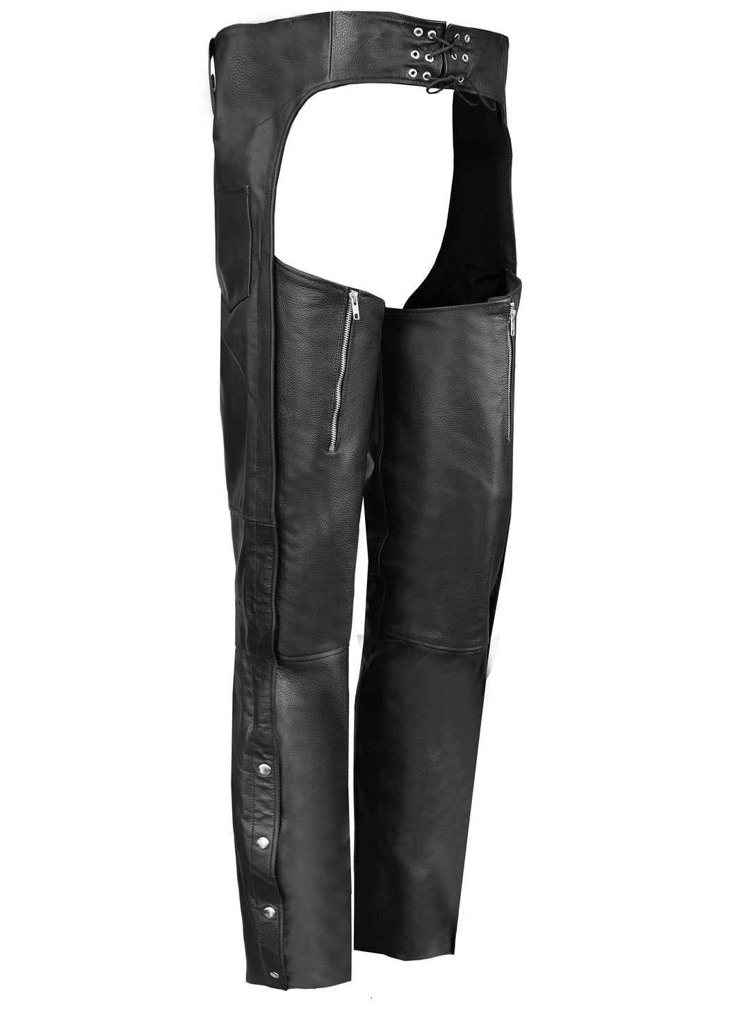 FAD Men's Black 'Easy Fit' Premium Leather Motorcycle Chaps - FADLeather