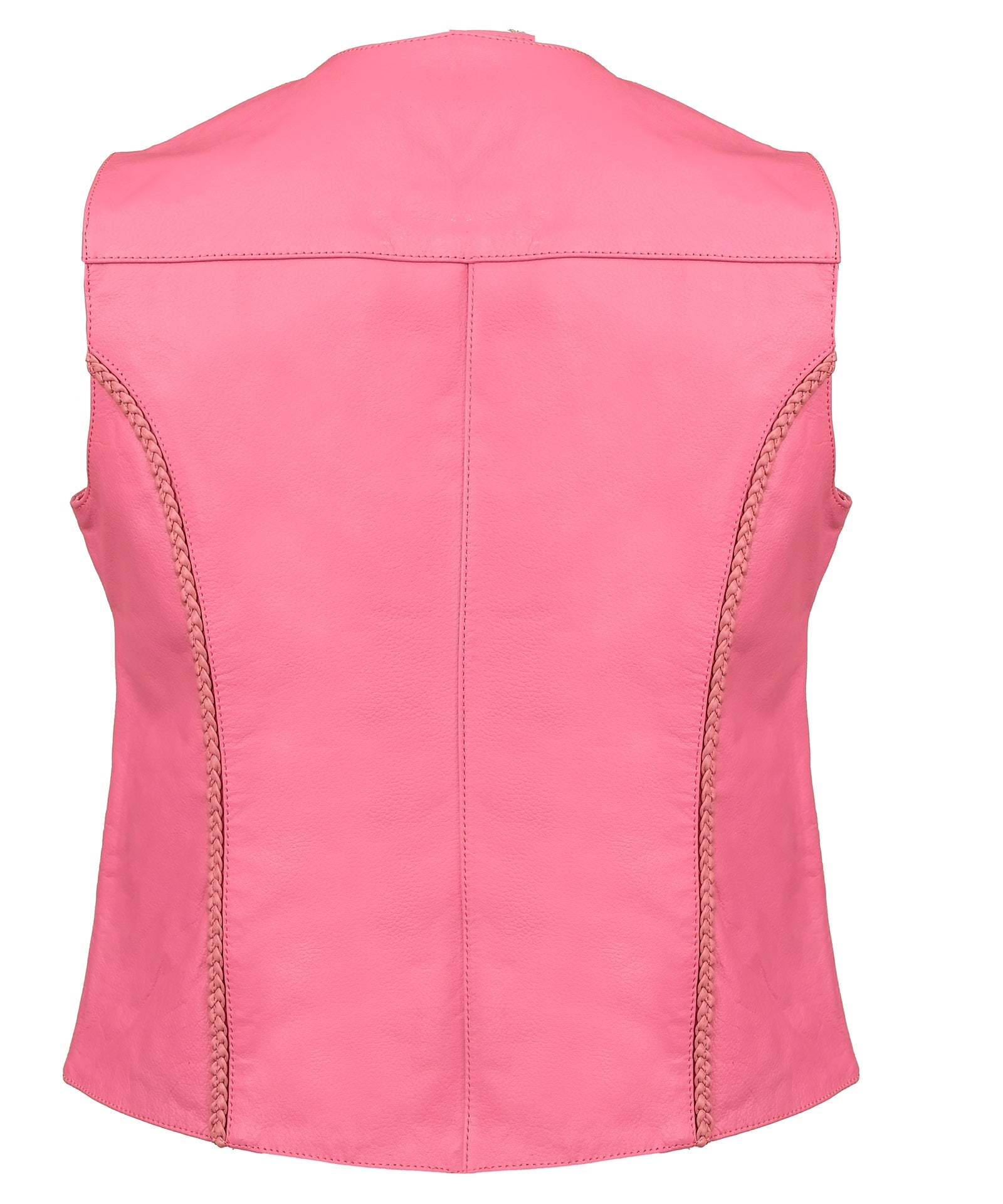 FAD Women Pink Diamond Braided Leather Vest