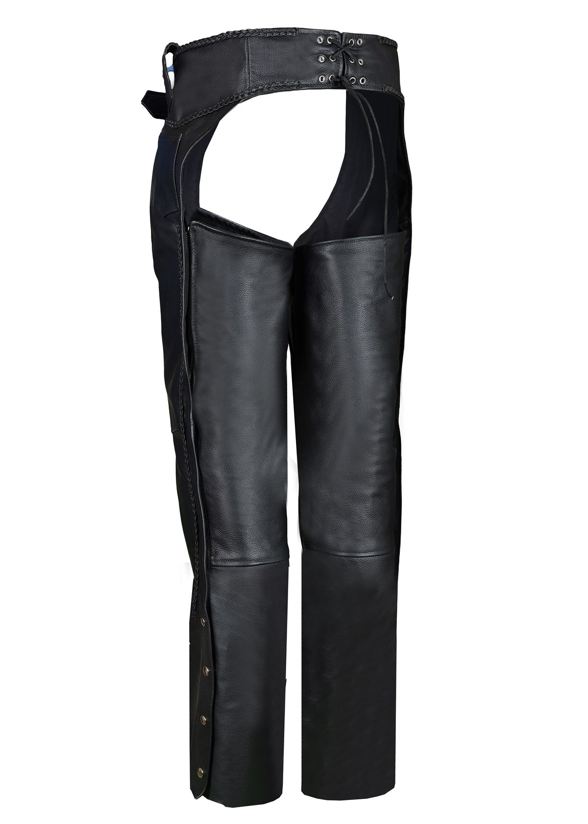 FAD Women Black Braided Motorcycle Leather Chaps - FADLeather