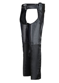FAD Women Black Braided Motorcycle Leather Chaps - FADLeather