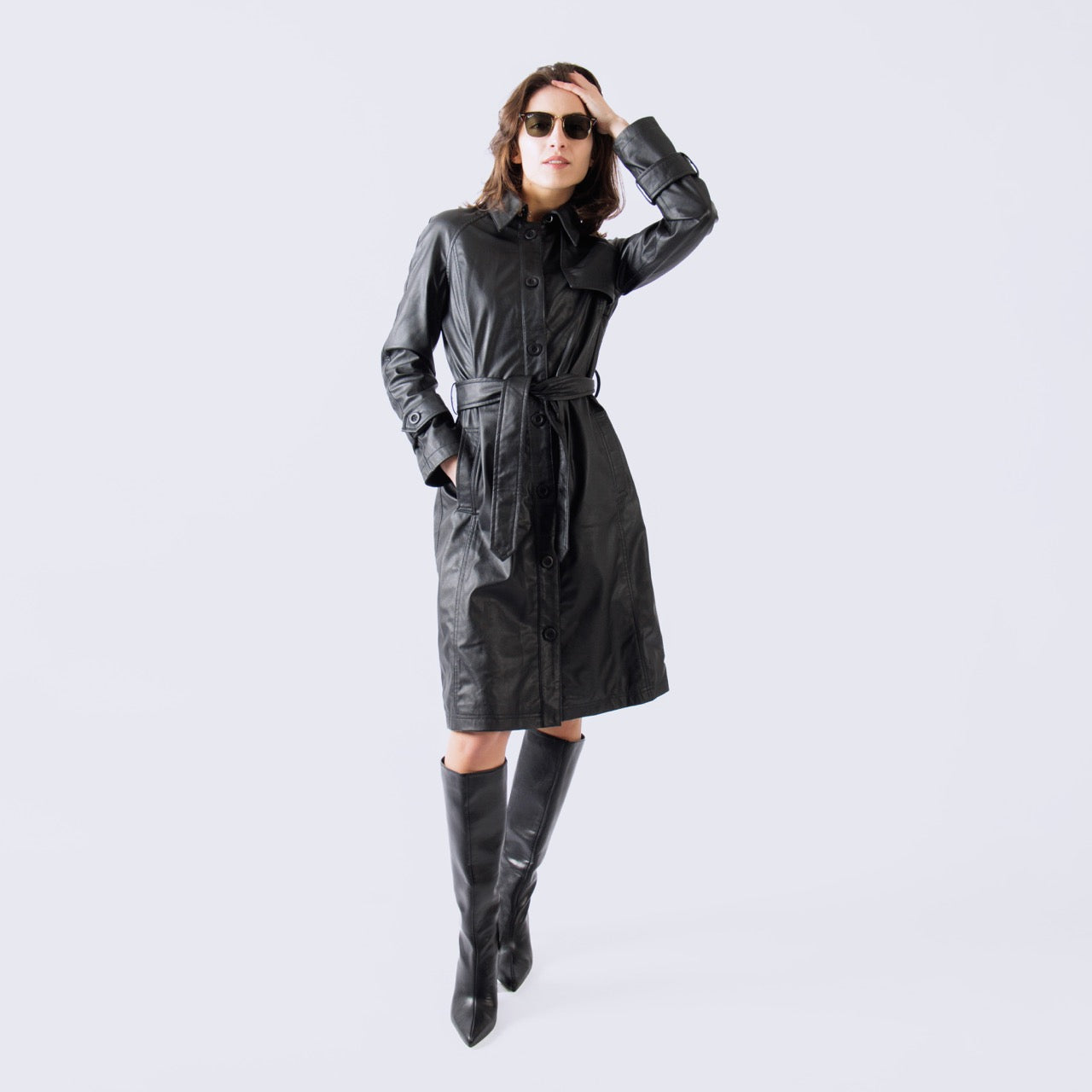 The Midnight Leather Trench Coat
