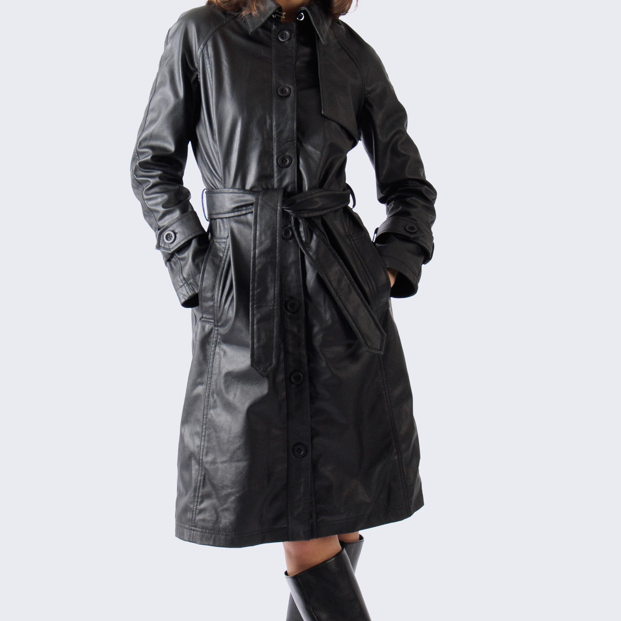 The Midnight Leather Trench Coat