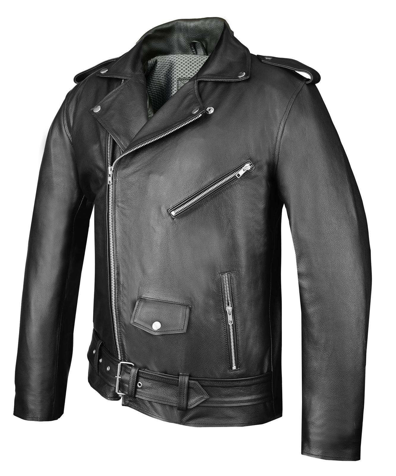 FAD Mens Classic V8 Motorcycle Biker Jacket w/ Armor Protection - FADLeather