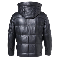 Mens Arctic Genuine Hooded Lambskin Leather Puffer Jacket