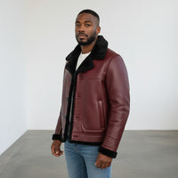 Mens Chief Genuine Lambskin Leather Fur Lined Jacket