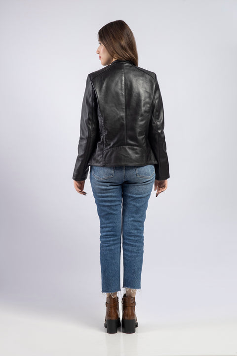 Women Kara Genuine Lambskin Biker Leather Jacket