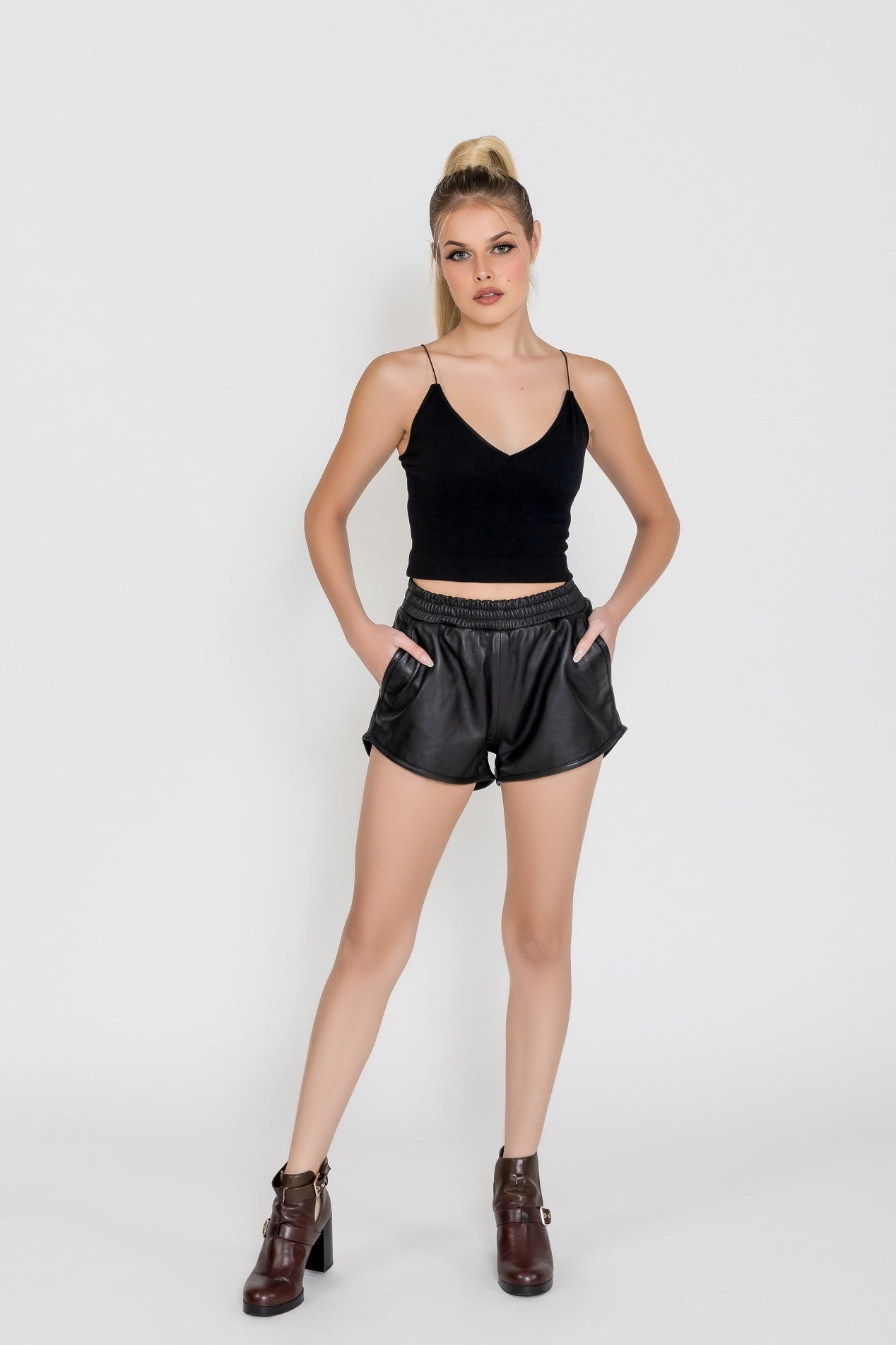 Genuine on sale leather shorts