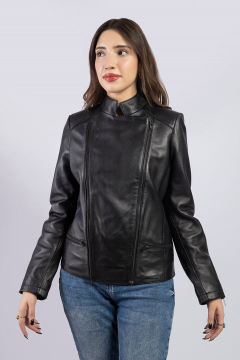Women Kara Genuine Lambskin Biker Leather Jacket
