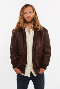 Men's Cowhide Bomber Flight Genuine Leather Jacket, [option2] - Fadcloset