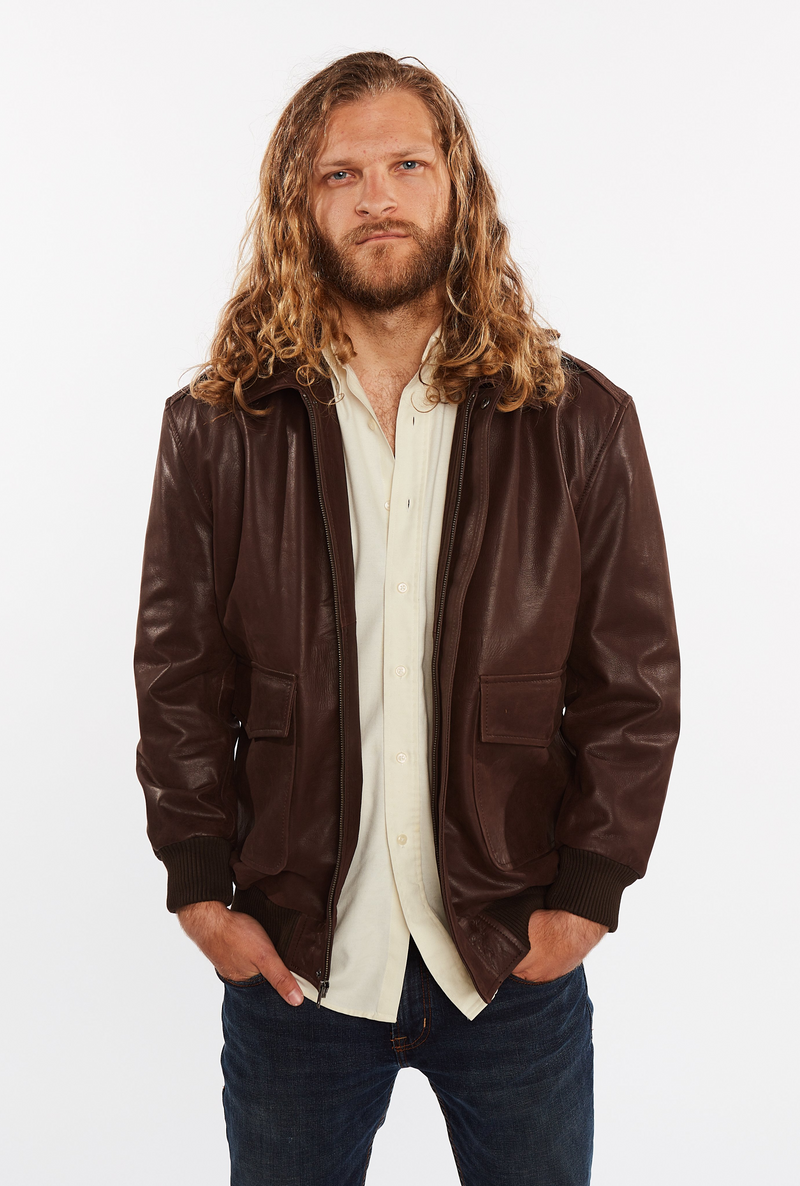 Men's Cowhide Bomber Flight Genuine Leather Jacket, [option2] - Fadcloset