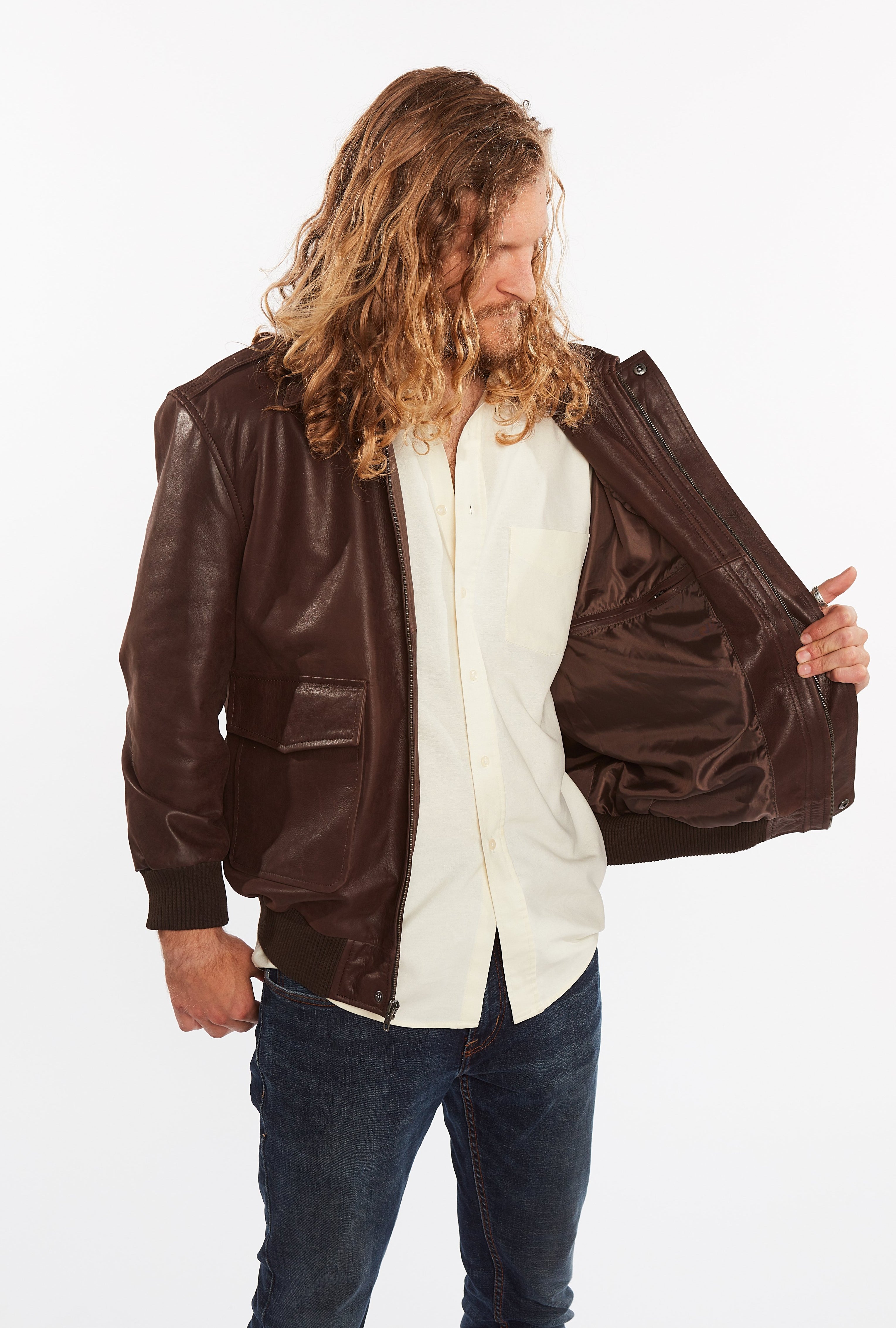 Men's Cowhide Bomber Flight Genuine Leather Jacket, [option2] - Fadcloset