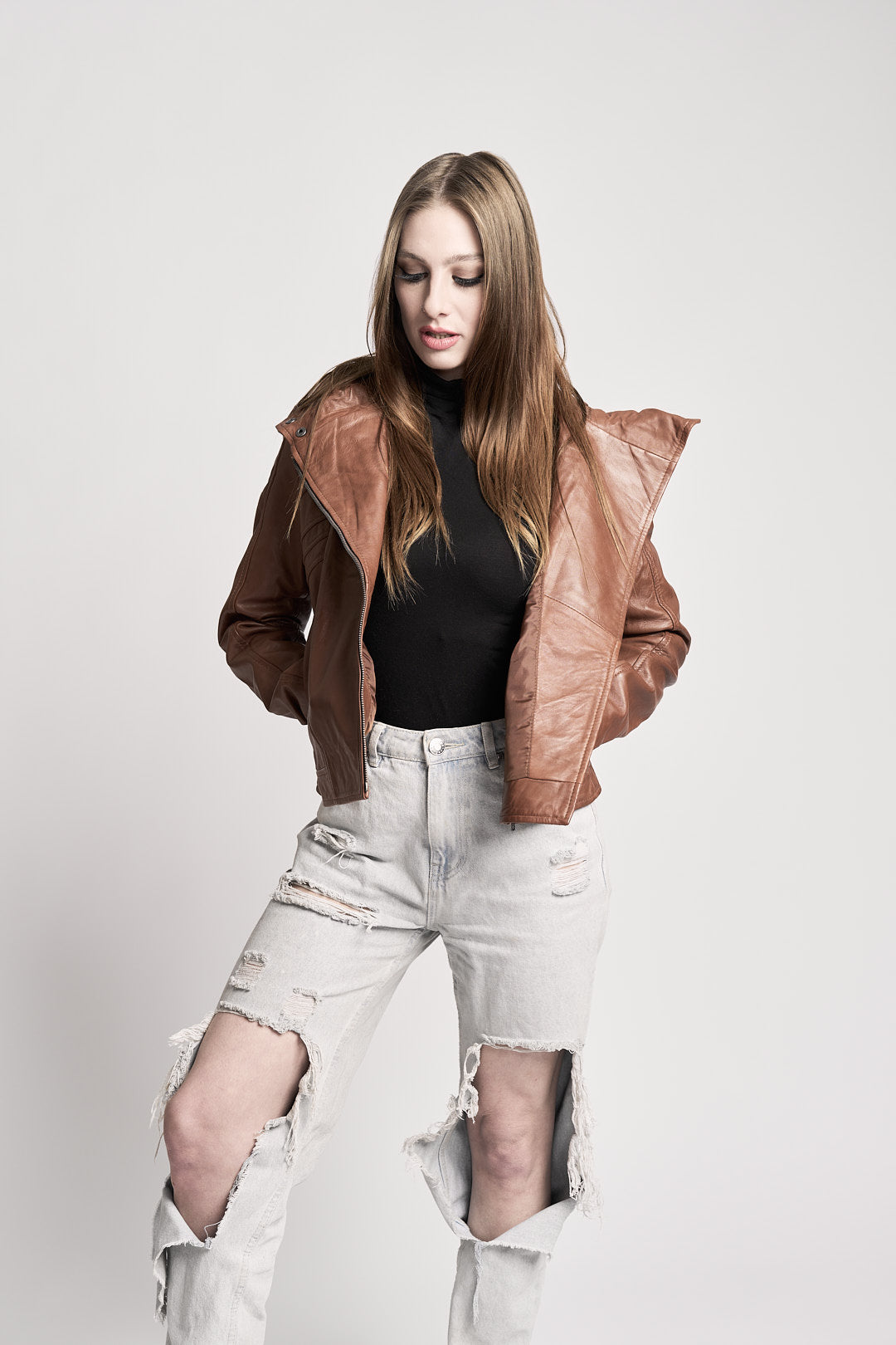 Sassy High Fashion Womens Hooded Leather Jacket