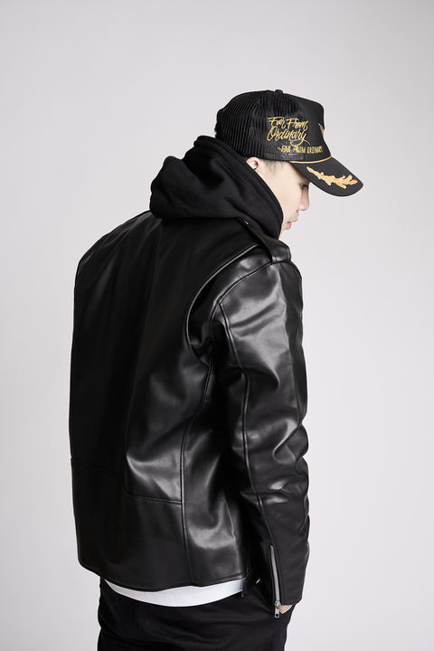 Men's Vegan Striker Black Motorcycle Style Faux Leather Jacket