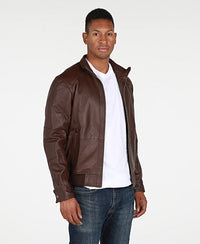 Austin Mens Leather Bomber Jacket Brown, [option2] - Fadcloset